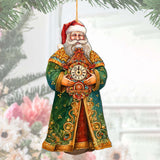 St. Nick's Magic Clock Wooden Ornaments by G. Debrekht - Christmas Santa Snowman Decor - 8691412