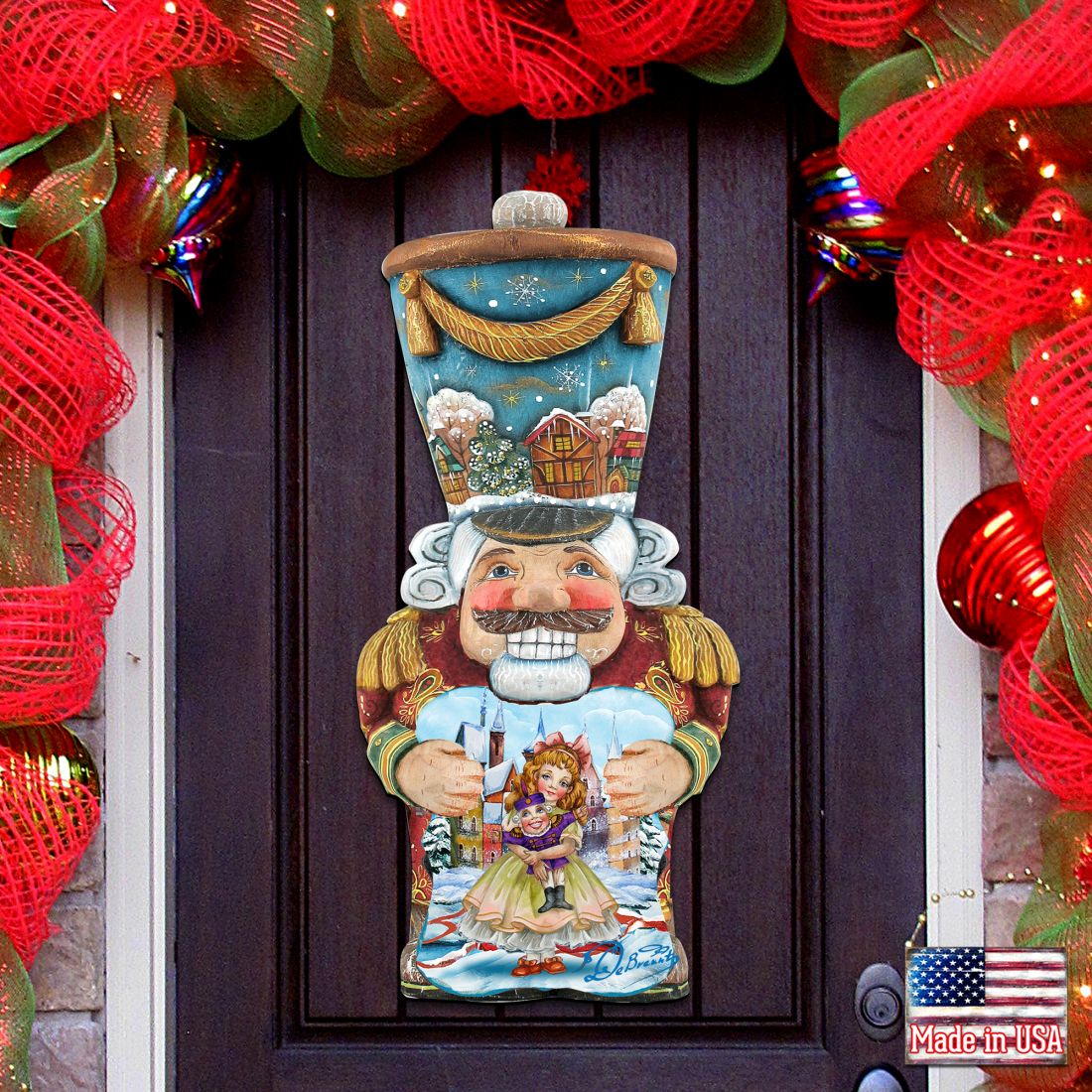 Old World Nutcracker Christmas Door Decor by G. DeBrekht - Christmas Santa Snowman Decor - 8116430H
