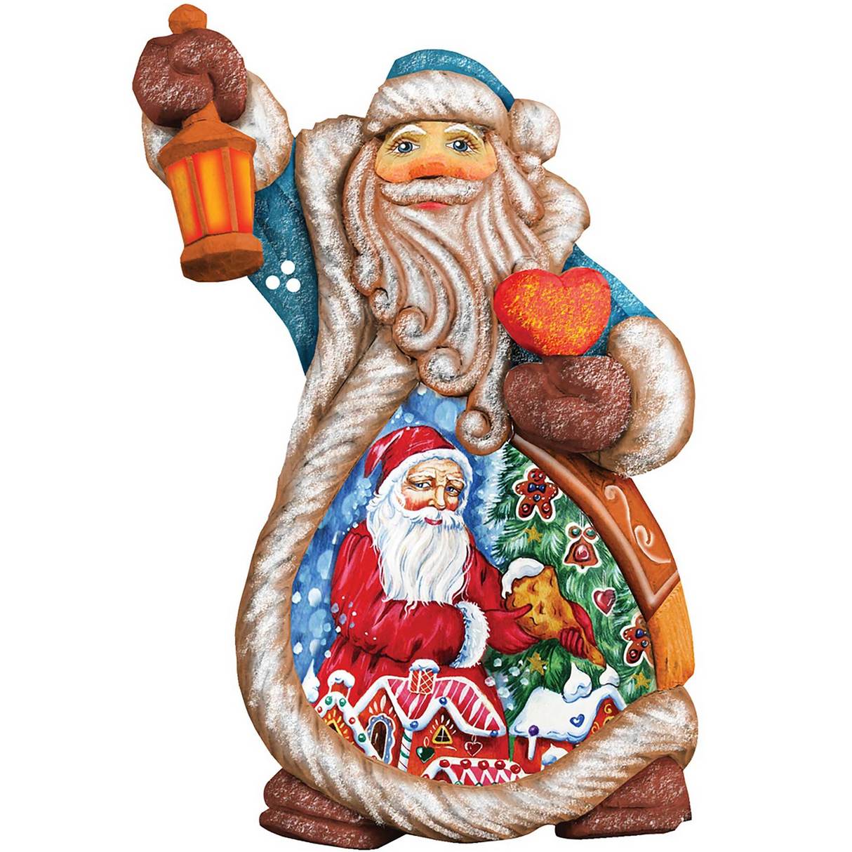 Figura navideña de Papá Noel, esculpida y pintada a mano por G. DeBrekht - Decoración navideña de muñeco de nieve - 661211