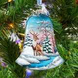 Winter Deer Bell Glass Ornament by G. DeBrekht - Wildlife Holiday Decor - 73183