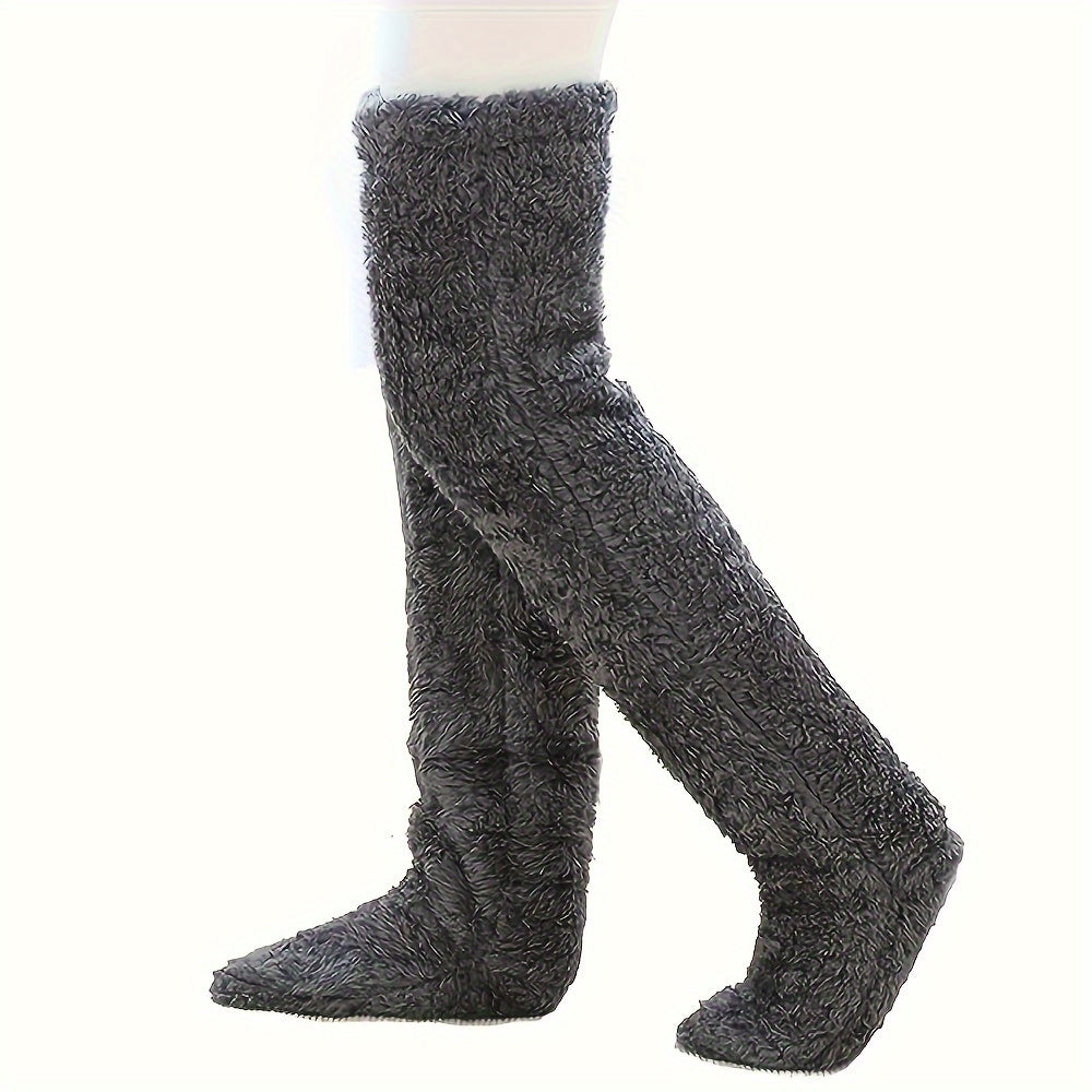 Calcetines afelpados hasta el muslo para parejas: medias de punto cálidas y duraderas por encima de la rodilla, de fácil cuidado.