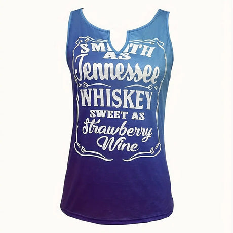 Ladies' Colorful Gradient Letter Print V-neck Casual Versatile Fashion Vest - Lootquake