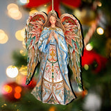 Elegant Angel of Hope Wooden Ornaments by G. DeBrekht Nativity Holiday Decor - 8611073