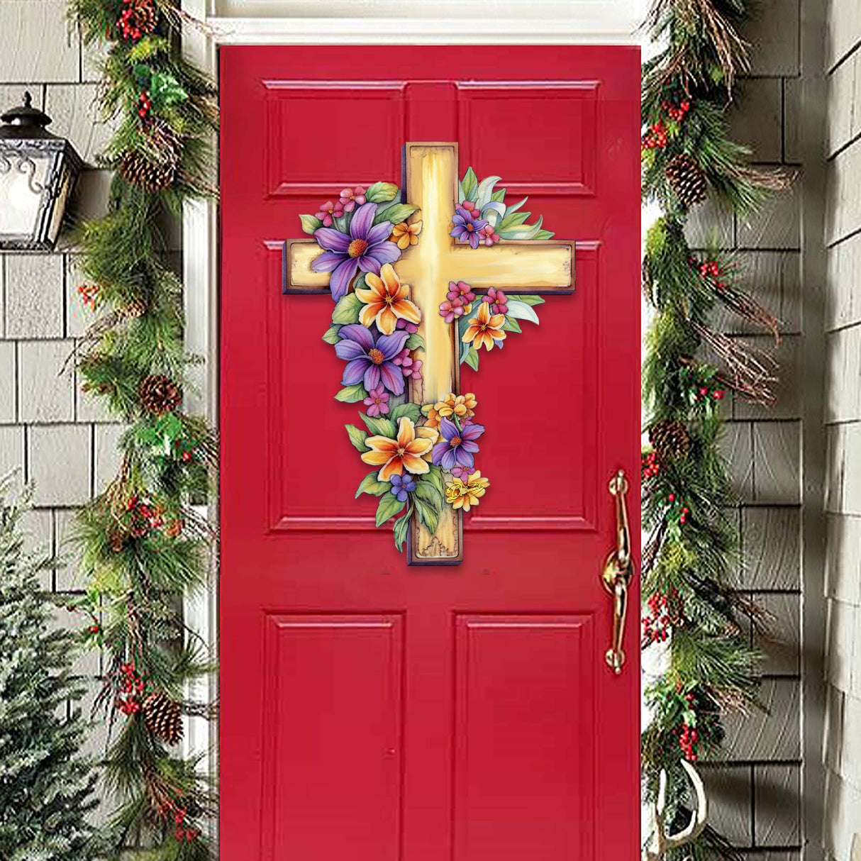 Garden Serenity Cross Holiday Door Decor by G. Debrekht - Easter Spring Decor - 8688168H