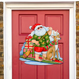 Christmas Decoration Door Hanging Paddleboarding Santa - Santa Door Hanger by Susan Winget Handmade Gift - 8471114H-SW