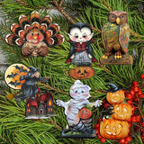 Happy Halloween Decorative Wooden Clip-on Ornaments Set of 6 by Jamie Mills-Price and G. Debrekht - Halloween Decor - 8090135C-S6