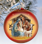 Born Under Bright Star Nativity Lg Glass Ornament by G. Debrekht - Nativity Holiday Decor - 73937