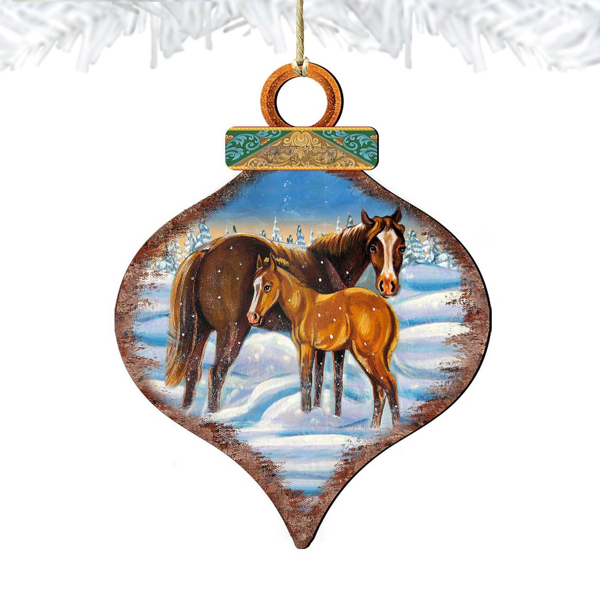 Horses Wooden Ornaments - Tree Ornament by Nature Wonders - Wildlife Holiday Decor - 8015220