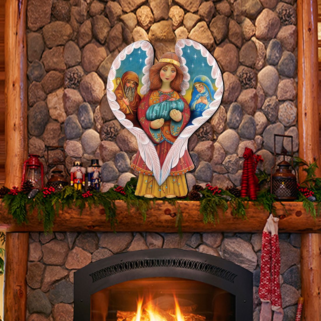 Ángel de la Sagrada Familia para puerta, decoración de G. DeBrekht - Decoración navideña - 8154107H