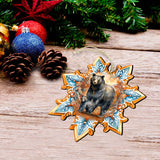 Juego de 3 adornos de madera con forma de copo de nieve de G. Debrekht - Decoración de vida silvestre - 8090143-S3