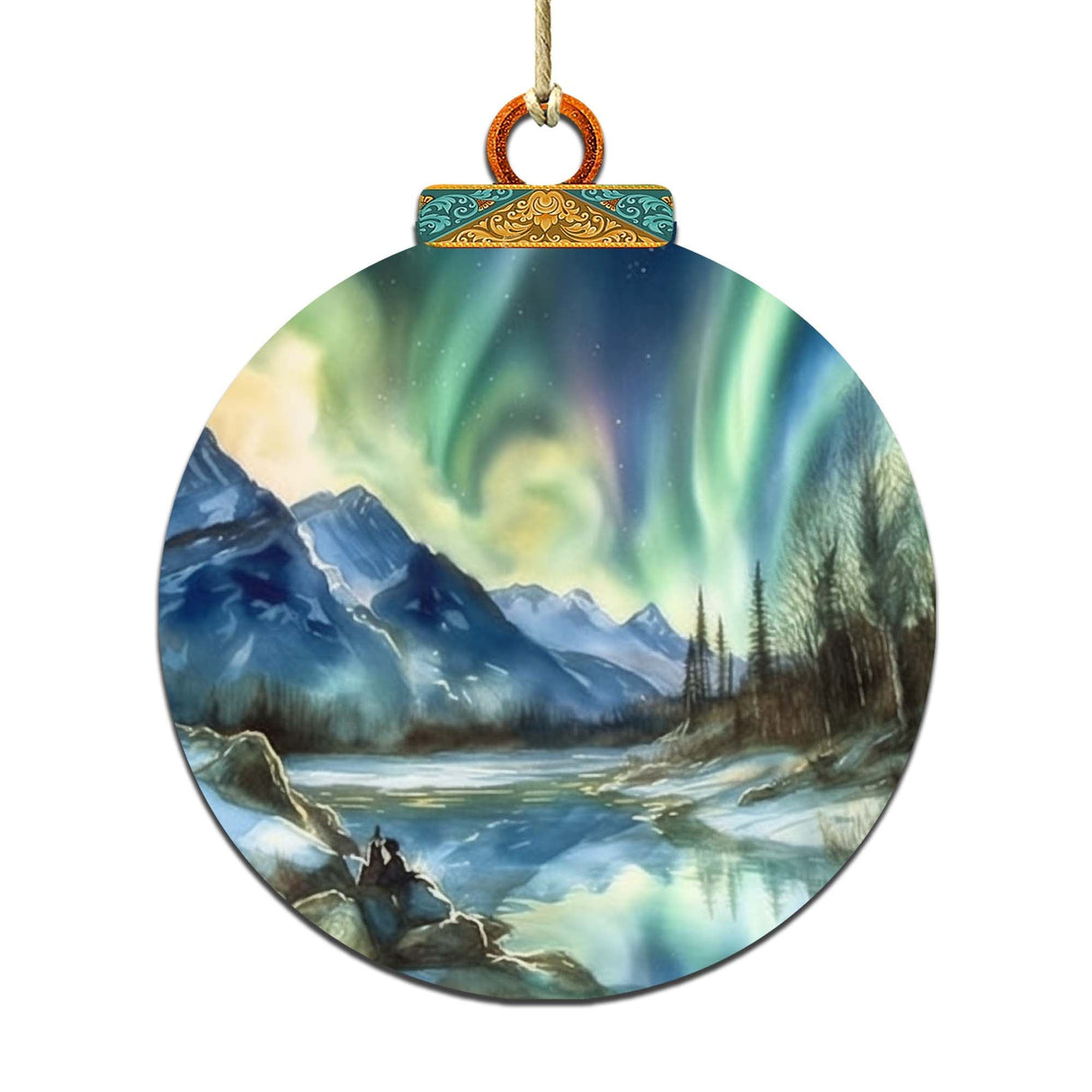 Adornos de madera de la aurora boreal de Alaska de G.Debrekht - Decoración navideña con temática de vida silvestre - 870039