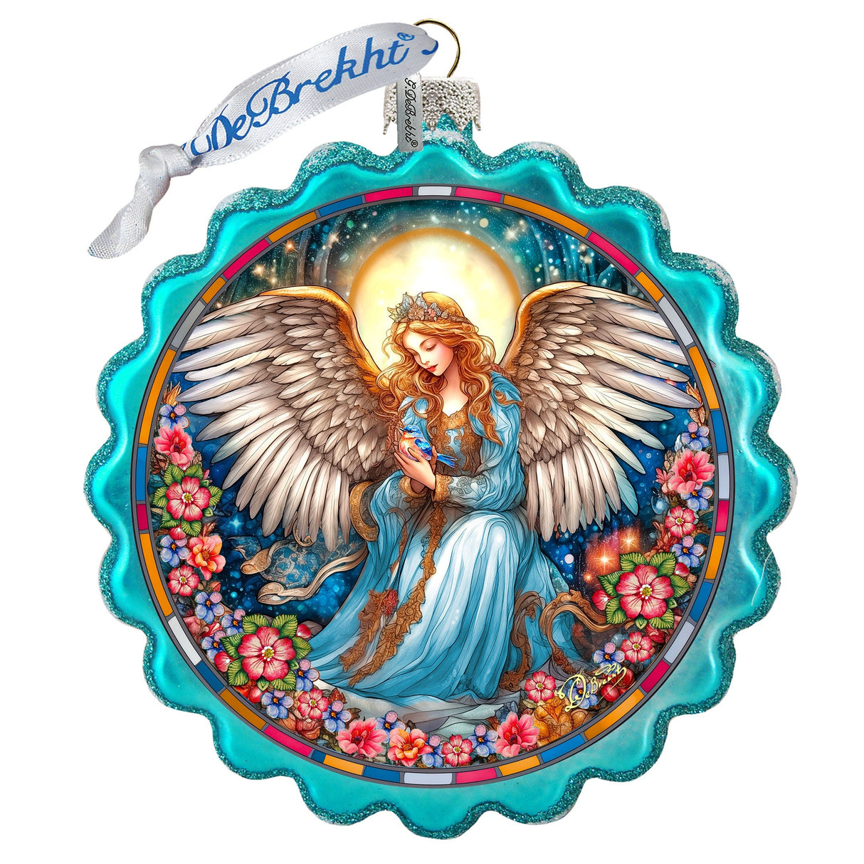 Adorno de cristal con forma de corona de ángel de la sanación de G. Debrekht - Decoración navideña - 759-064