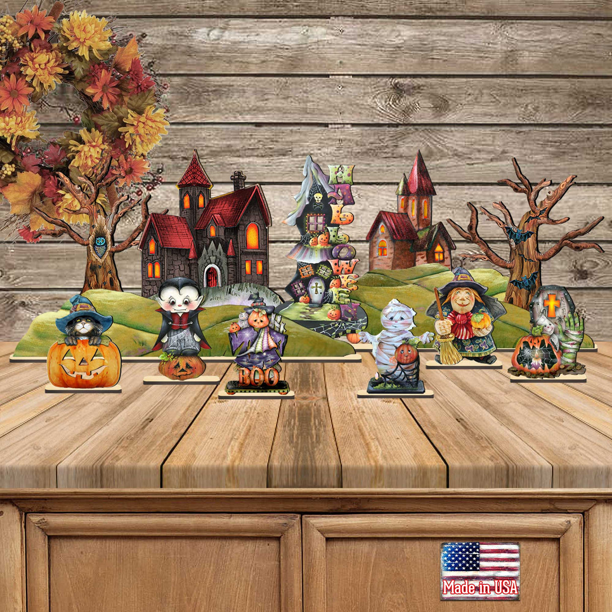 Halloween Village Set 14 by G. DeBrekht - Thanksgiving Halloween Decor - 852740-S14