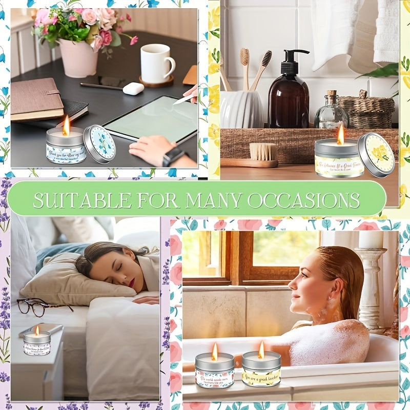 4pcs Scented Candle Gift Set - Premium Relaxation Aromatherapy with 12 Unique Scents, Perfect for Birthdays, Weddings, Thanksgiving & Christmas - Soy Wax in Metal Jar