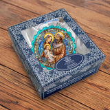 Classical Holy Family Wreath Glass Ornament by G. Debrekht - Nativity Holiday Decor - 759-057