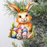 Bunny with Eggs Wooden Ornaments by G. DeBrekht Easter Spring Decor - 8652772