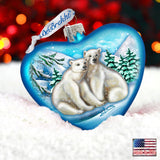 Polar Bear Love Heart Glass Ornament by G. DeBrekht - Wildlife Holiday Decor - 744-021
