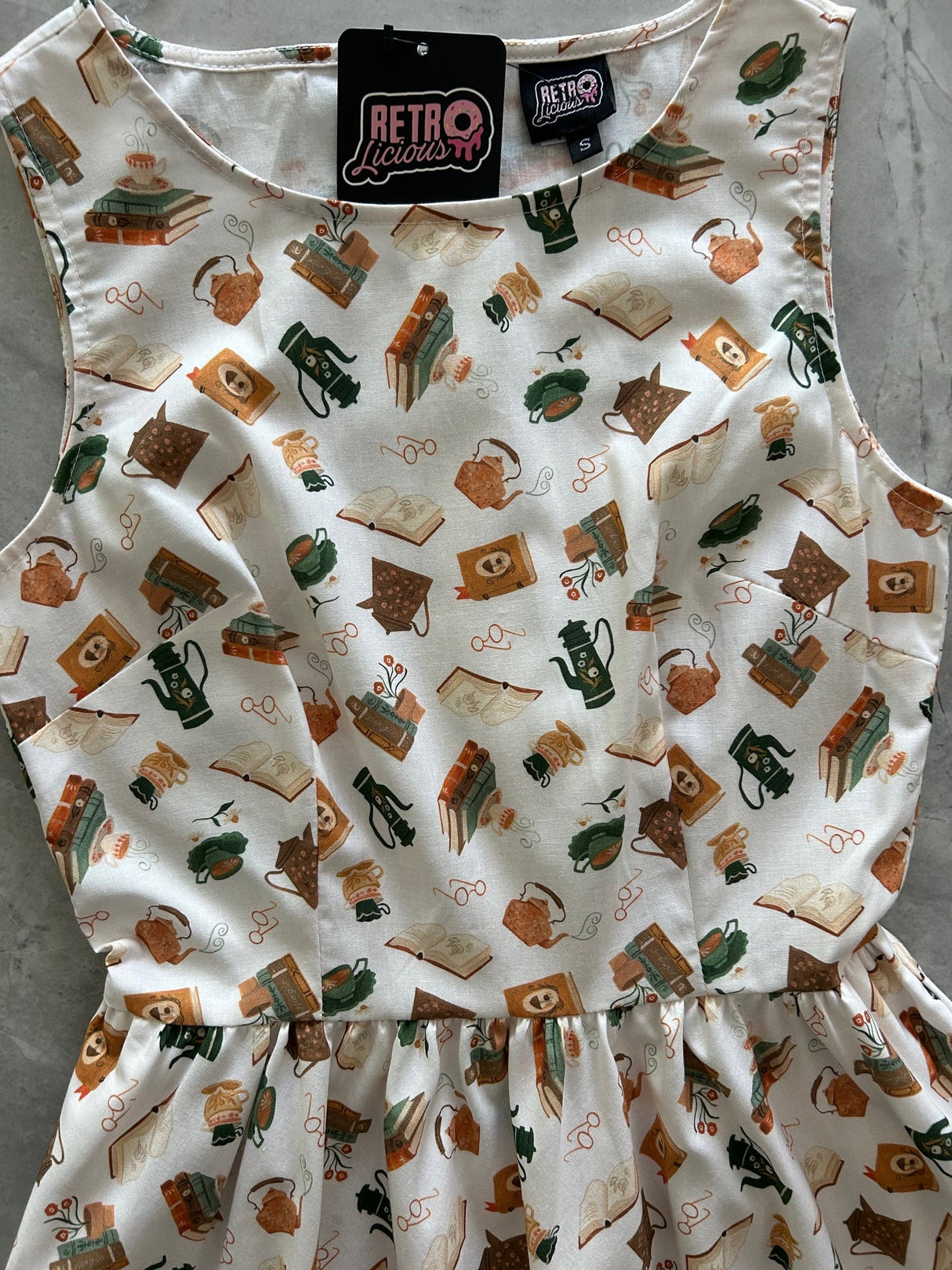 Book & Tea Vintage Dress - XS only, 1 left!