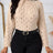 Ladies' Polka Dot Printed Pleated Collar Fashionable Date Commuting Shopping Long Sleeved Shirt - Lootquake