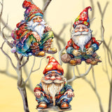 Christmas Gnomes Wooden Clip-on Ornaments Set of 3 by G. Debrekht - Christmas Decor - 8091031C-S3