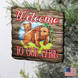 Bear Cabin Woodsy Wooden Ornaments by G. DeBrekht - Wildlife Holiday Decor - 8114080