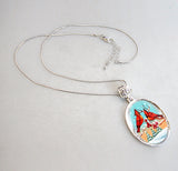 Collar con colgante de nácar bañado en plata de Red Robins - 44036