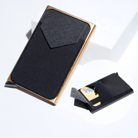 Metal Card Holder, Money Clip Aluminum Alloy Lycra Cloth - Lootquake