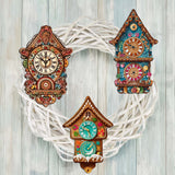 Miniature clock Decorative Wooden Clip-on Ornaments Set of 3 by G. Debrekht - Christmas Decor - 8091020C-S3
