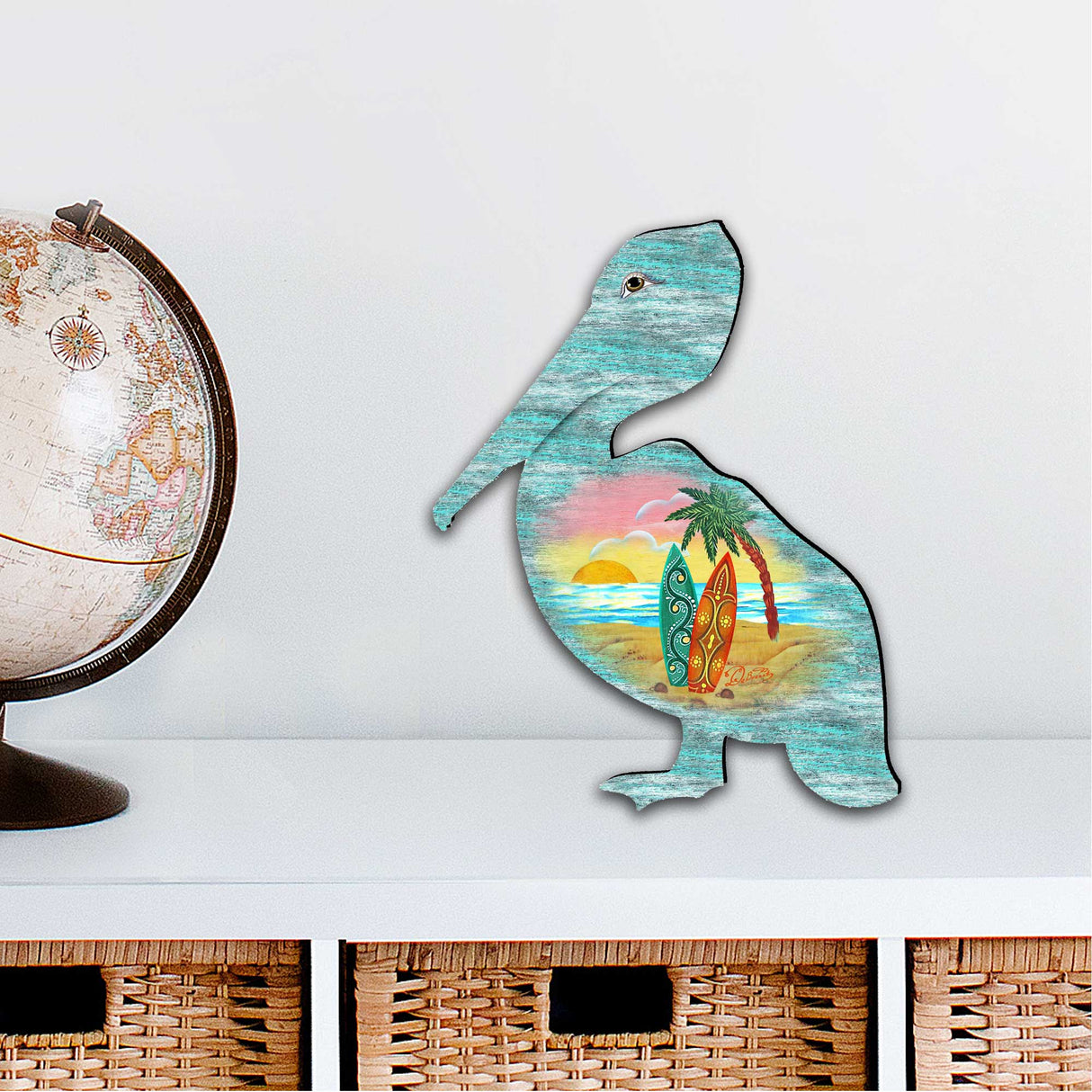 Decoración costera con pelícano para puerta de G. DeBrekht - Decoración costera navideña - 8198543H