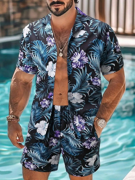 3D Digital Printing Men's Casual Loose Shirt Shorts - Lootquake