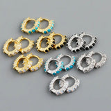 Circle-shaped Diamond Colorful Crystals Opal Zircon S925 Sterling Silver Earrings - Lootquake