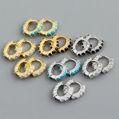 Circle-shaped Diamond Colorful Crystals Opal Zircon S925 Sterling Silver Earrings - Lootquake