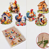Spring on the Farm Decorative Wooden Clip-on Ornaments Set of 6 by G. Debrekht - Easter Decor - 8090056C-S6