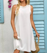 Ladies' Lace Neckline Off Shoulder Fashionable Dress - Lootquake