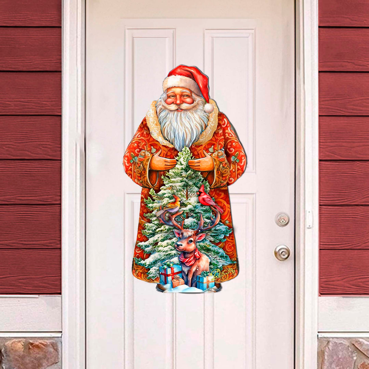 Santa with Forest Friends Holiday Door Decor by G. Debrekht - Christmas Santa Snowman Decor - 8691409H