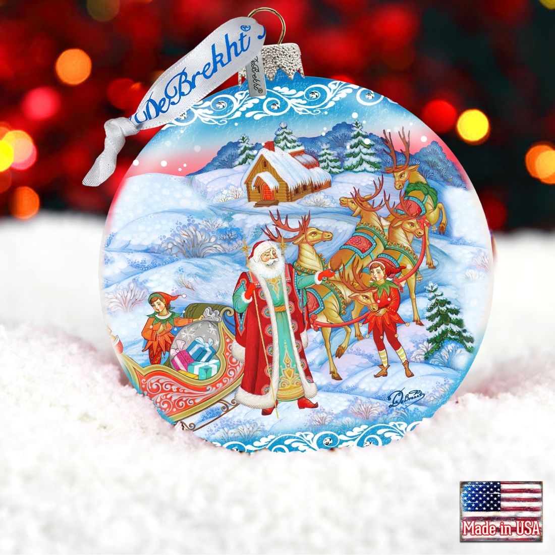 Long-awaited Courier Glass Ornament Limited Edition by G. DeBrekht - Christmas Santa Snowman Decor - 73843