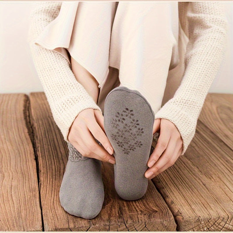 8 pares de calcetines de encaje en contraste, suaves, cómodos y antideslizantes hasta el tobillo, medias y calcetería para mujer.