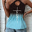 Ladies' Printed Backless Chest Hollow Hanging Neck Fashionable Casual Camisole Top - Lootquake