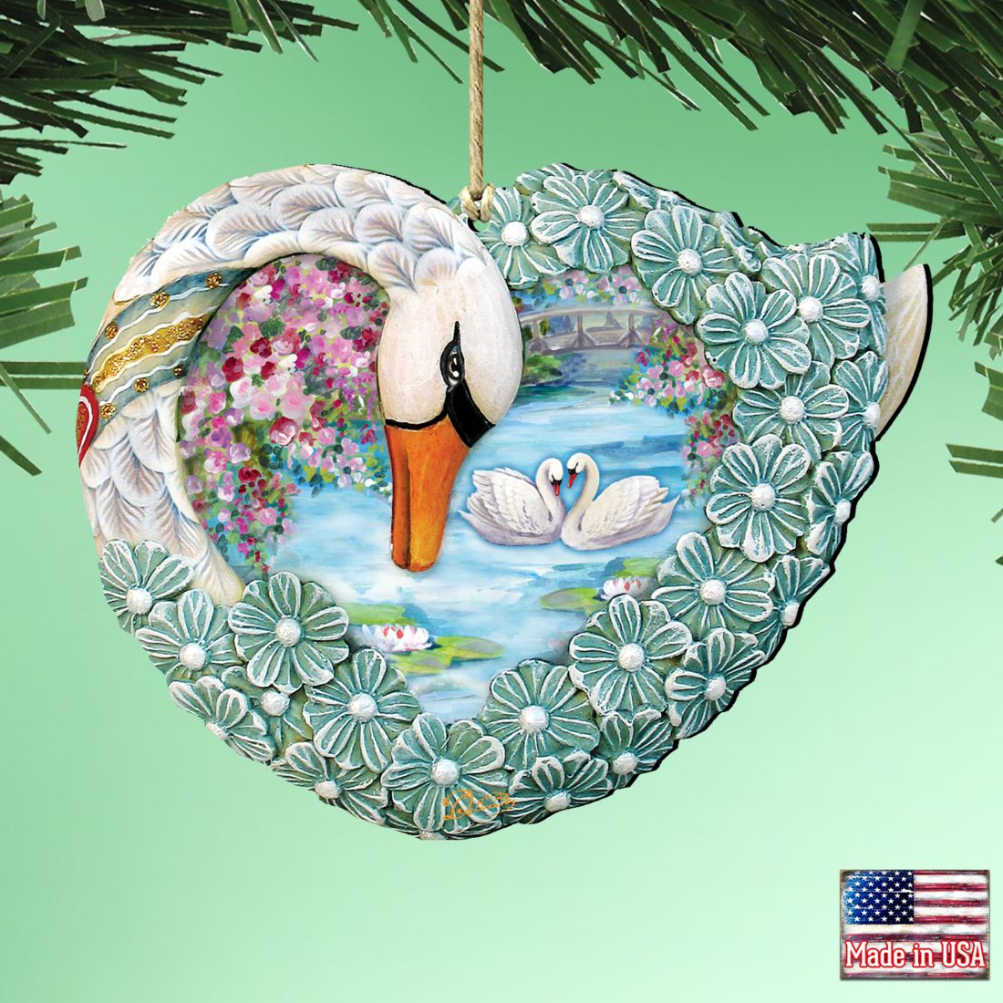 Swan Love Wooden Ornaments by G. DeBrekht - Love Family Kids Decor - 8185261