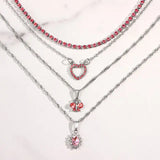 Multi-layer Pink Heart Crystal Pendant Necklaces - Lootquake