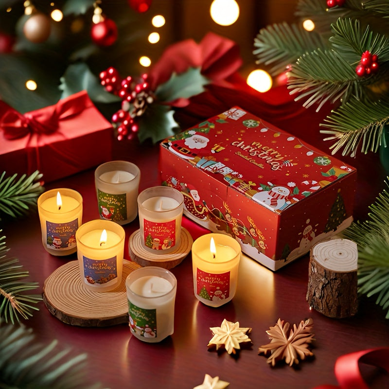 6pcs Soy Wax Scented Candle Set in Glass Jars - Perfect for Christmas, Thanksgiving, Valentine's, Mother's Day & Birthdays - Ideal for Yoga, Dining Decor & Indoor Ambiance