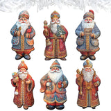 Santa Decorative Wooden Clip-on Ornaments Set of 6 by G. Debrekht - Christmas Decor - 8090032C-S6