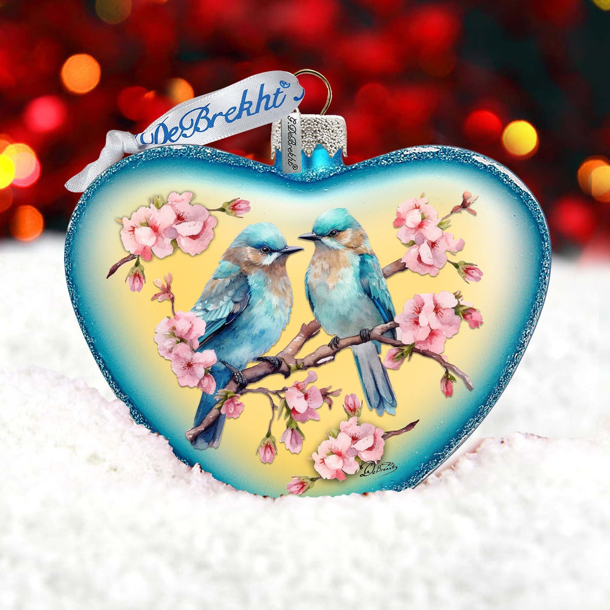 Blooming Love Heart Glass Ornament by G. Debrekht Christmas Decor - 753-014