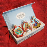 Juego de 3 adornos de vidrio de mercurio para la Natividad de G. DeBrekht - Decoración navideña para la Natividad - 770101S3