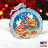 Guardian Angels Glass Ornament by G. DeBrekht - Nativity Holiday Decor - 744-038