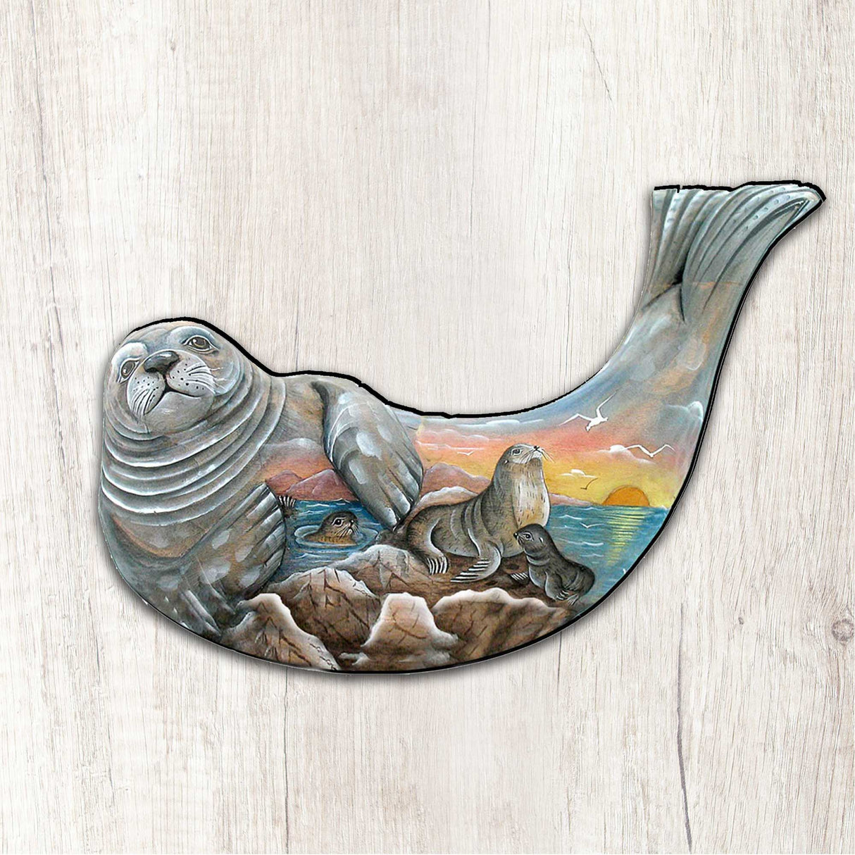 Decoración para puerta de casa de playa con leones marinos de G. DeBrekht - Decoración costera navideña - 8158914H