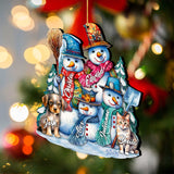 Adornos navideños personalizados de muñeco de nieve con familia feliz - Adornos de madera con nombres de familiares de G. Debrekht - Decoración navideña - 8652755P