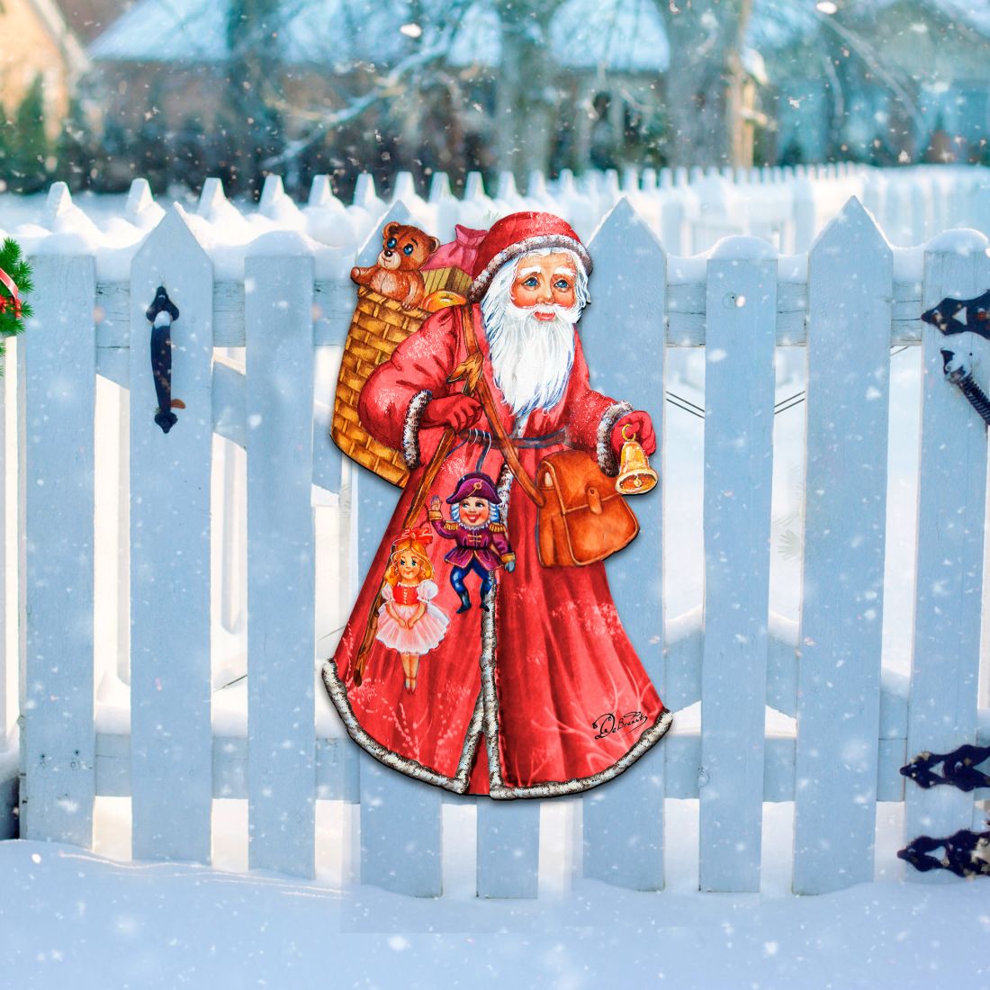 Decoración navideña para puerta de San Nicolás por G. DeBrekht - Decoración navideña de Papá Noel y muñeco de nieve - 8124120H