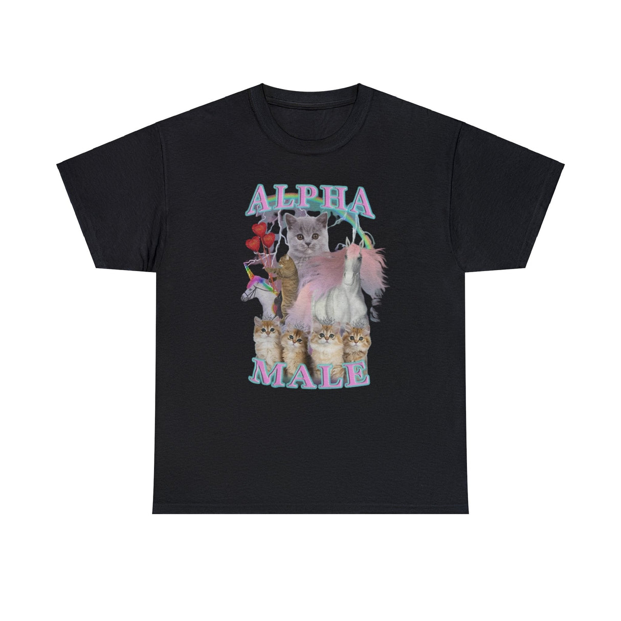 Alpha Male Shirt with Cats and Unicorns – Funny Meme T-Shirt for Humor Fans
