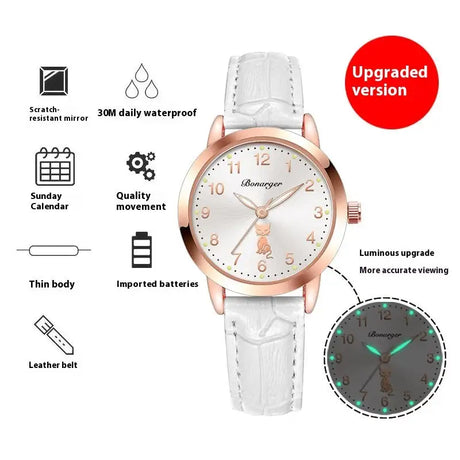 Women's Luminous Quartz Watch With Simple Waterproof Belt - Lootquake